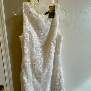 Elegant White Lace Lauren Ralph Lauren Dress - Size 14